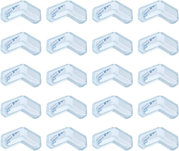 Set 20 coltare din silicon siguranta pentru bebelusi si copii, adeziv 3M, pentru masa, birou, mobila, dulap, transparente, bebeLOGIC™