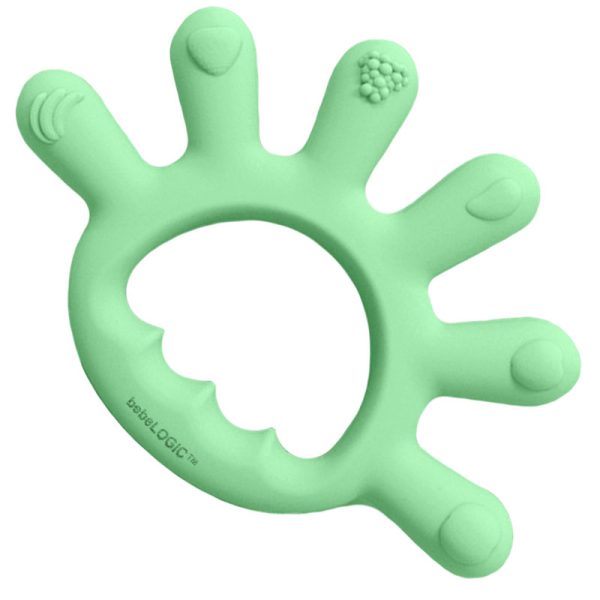 Jucarie dentitie bebelusi, forma deget organic, verde, bebeLOGIC™