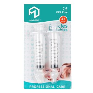 Set 2 Aspiratoare nazale, bebeLOGIC™, irigator si lavaj nazal, silicon, pentru bebelusi si copii, transparent, 10ml