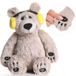 Lulla Bear by bebeLOGIC™, Dispozitiv Sunete Albe, Ursulet din Plus cu Sunetul Batailor Inimii Mamei si Cantece de Leagan